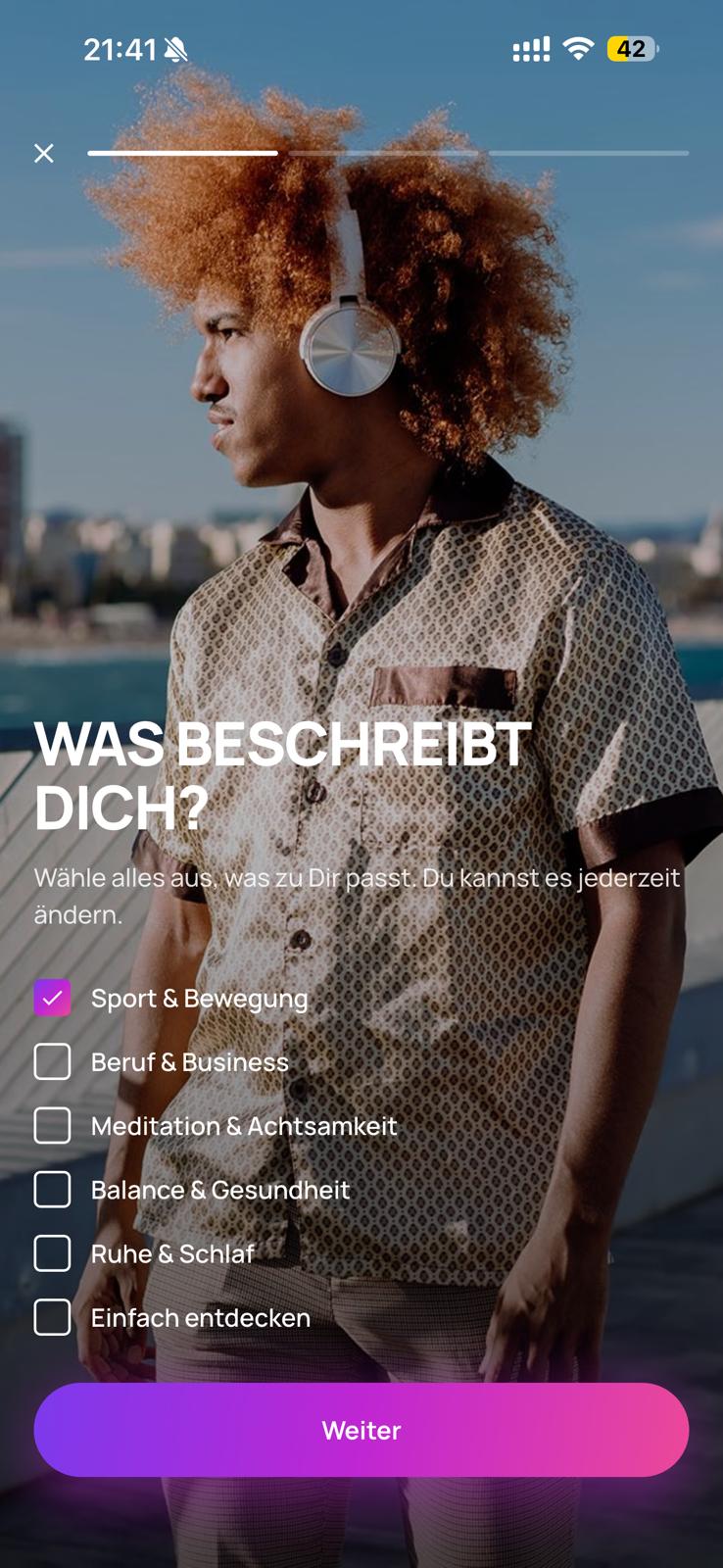 Onboarding — Was beschreibt Dich?